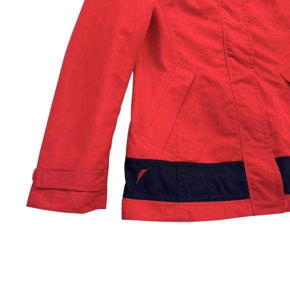 Nautica J Class Red‎ Hooded Windbreaker Jacket Women’s L Logo Sleeve 2010s Y2K - Picture 8 of 15